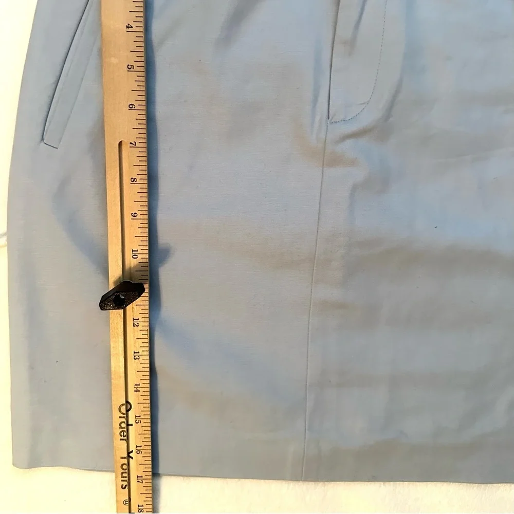 J. Peterman Light Blue Preppy Fitted Mini Skirt 4 Zipper Button Fly Pockets